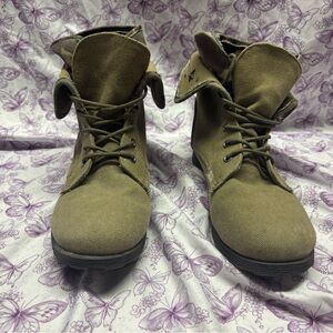 Rock & Candy Olive Combat Boots